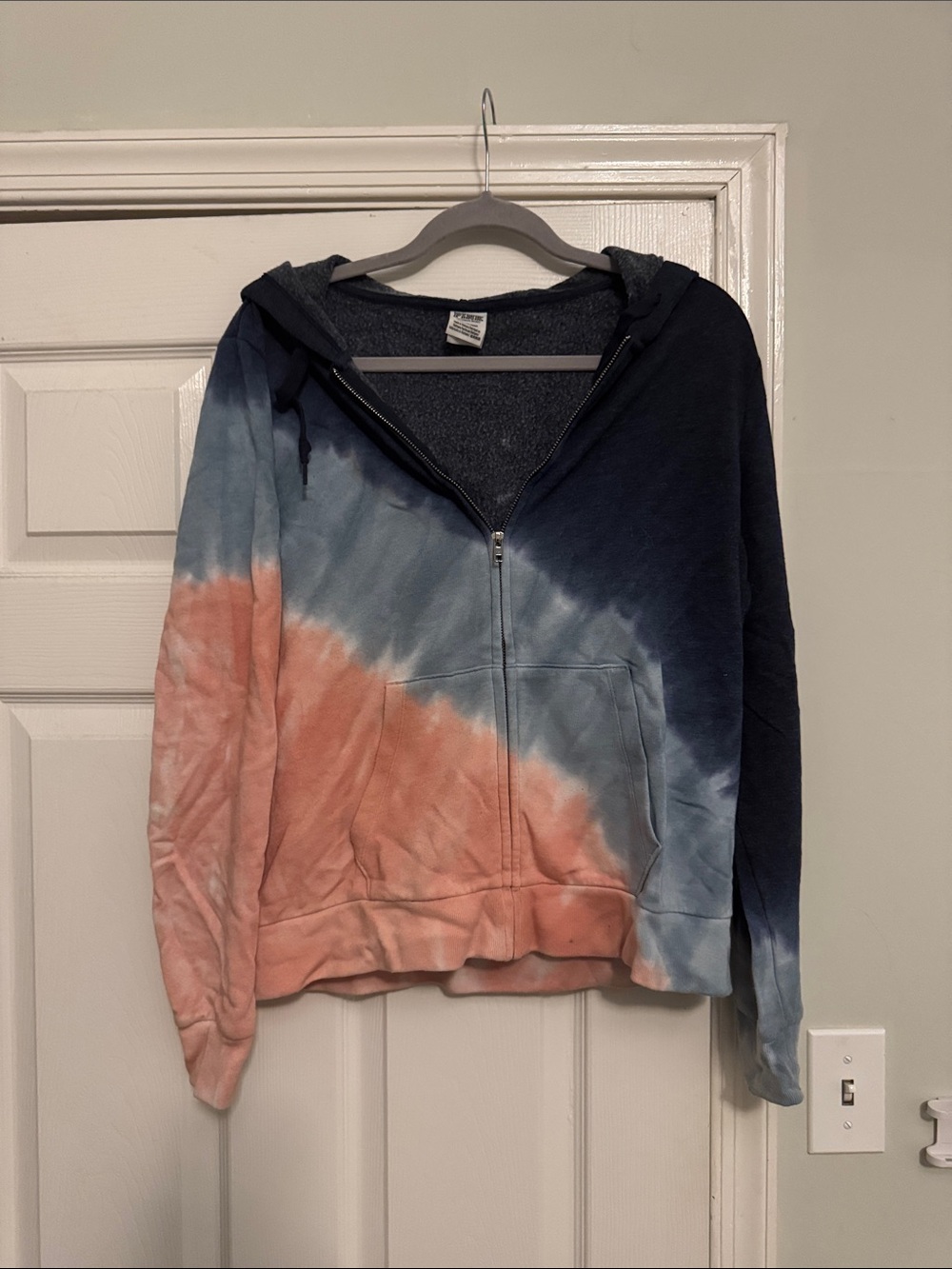 PINK Tie-Dye Zip-Up Hoodie - Blue & Peach